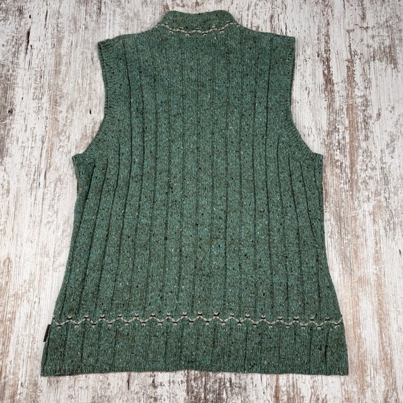 Woolrich Sweater Vest Womens Medium Aquamarine Heather Full-Zip Ramie Wool Blend - Picture 2 of 8
